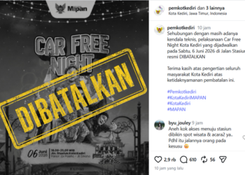 Tangkapan layar unggahan akun IG Pemkot Kediri.