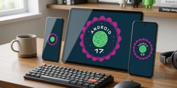 Ilustrasi tampilan Android 17 dengan fitur Screen Reaction dan integrasi AI untuk kreator konten