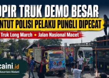 Ratusan sopir truk melakukan demonstrasi di Jombang menuntut pemecatan oknum polisi pelaku pungli dan pemberantasan premanisme jalanan