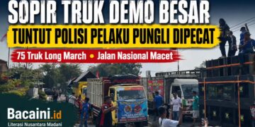 Ratusan sopir truk melakukan demonstrasi di Jombang menuntut pemecatan oknum polisi pelaku pungli dan pemberantasan premanisme jalanan