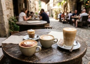 Secangkir cappuccino, latte, flat white, dan macchiato sebagai pilihan milk based coffee populer