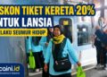 Rombongan lansia Muslimat NU Kota Kediri berfoto di Stasiun Blitar setelah menikmati perjalanan kereta api Singasari dengan layanan inklusif dan diskon tiket 20 persen dari KAI Daop 7 Madiun