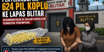 Ilustrasi Lapas Kelas IIB Blitar dan pengungkapan penyelundupan 624 pil dobel L oleh pembesuk perempuan.