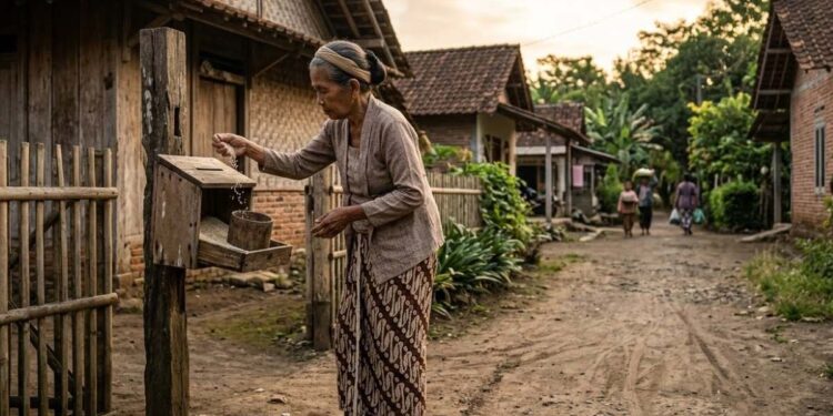 tradisi gotong royong masyarakat Indonesia berupa jimpitan di Jawa, marsialapari suku Batak, dan mapalus suku Minahasa sebagai bentuk solidaritas sosial komunal