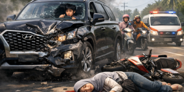 Ilustrasi mobil Palisade tabrak mahasiswi. Foto: bacaini by AI