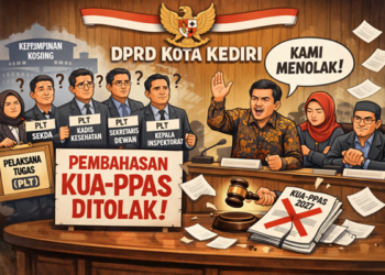 Ilustrasi kekosongan pimpinan di Pemkot Kediri. Foto: bacaini by AI