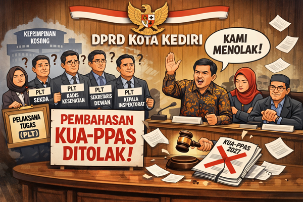 Ilustrasi kekosongan pimpinan di Pemkot Kediri. Foto: bacaini by AI