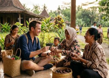 Warga Indonesia menyambut wisatawan dan ekspatriat dengan ramah sebagai ilustrasi Indonesia dinobatkan negara paling ramah di dunia versi InterNations 2026
