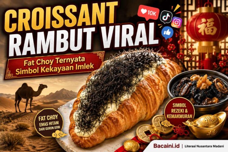 Croissant viral dengan topping Fat Choy berwarna hitam yang menyerupai rambut dan ramai diperbincangkan di media sosial