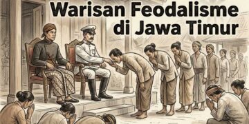 Ilustrasi budaya feodalisme di Jawa Timur yang masih memengaruhi hubungan sosial, birokrasi, dan kehidupan ekonomi masyarakat