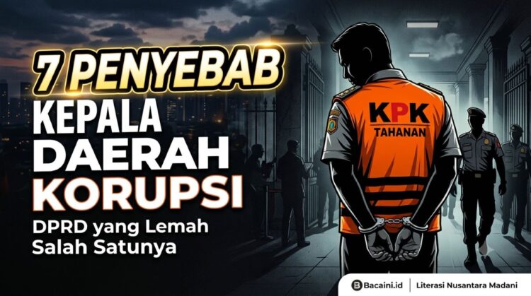 Ilustrasi praktik korupsi kepala daerah dengan sorotan lemahnya pengawasan DPRD sebagai salah satu penyebab meningkatnya kasus korupsi di pemerintah daerah