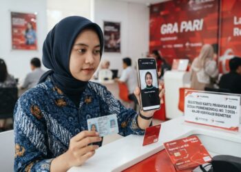 Ilustrasi proses verifikasi wajah saat registrasi nomor HP baru sesuai aturan Komdigi
