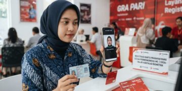 Ilustrasi proses verifikasi wajah saat registrasi nomor HP baru sesuai aturan Komdigi