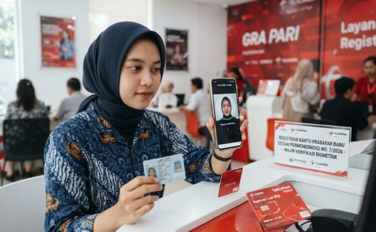 Ilustrasi proses verifikasi wajah saat registrasi nomor HP baru sesuai aturan Komdigi