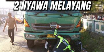 Truk boks diduga rem blong usai kecelakaan maut di Jalan Raya Janti Jogoroto Jombang.