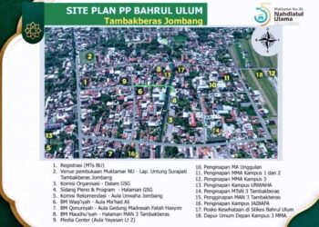 Site plan kawasan Pondok Pesantren Bahrul Ulum Tambakberas Jombang untuk pelaksanaan Muktamar NU ke-35 tahun 2026