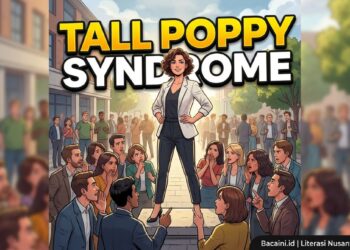 Ilustrasi Tall Poppy Syndrome ketika orang sukses menjadi sasaran iri, kritik, dan pengucilan di lingkungan sosial