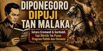 Ilustrasi Tan Malaka dan Pangeran Diponegoro dalam pembahasan risalah Aksi Massa mengenai perjuangan politik dan sejarah Indonesia
