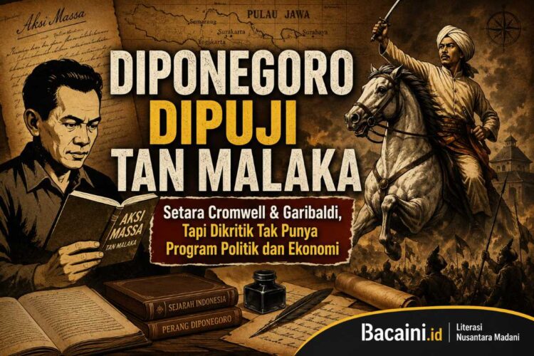 Ilustrasi Tan Malaka dan Pangeran Diponegoro dalam pembahasan risalah Aksi Massa mengenai perjuangan politik dan sejarah Indonesia