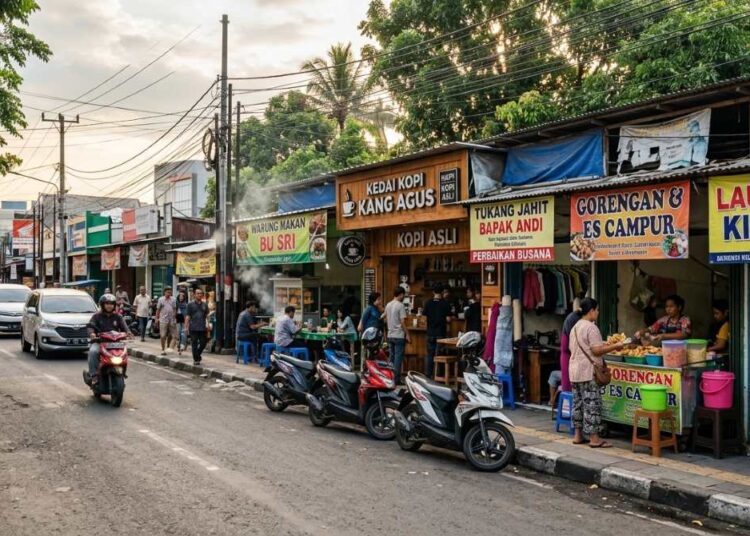 Pelaku UMKM menjual produk olahan pangan di Jawa Timur yang memiliki 4,59 juta unit usaha atau terbanyak kedua di Indonesia