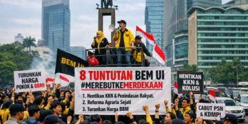 Ilustrasi aksi mahasiswa UI. Foto: Ai
