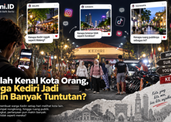 Ilustrasi Jl Stasiun Kota Kediri. Foto: bacaini/AI