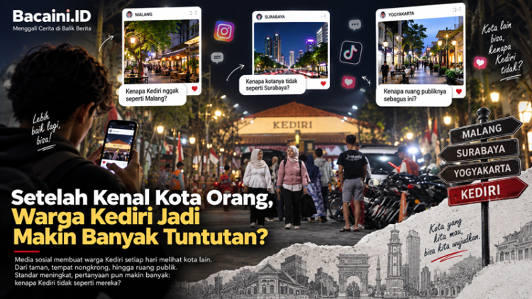 Ilustrasi Jl Stasiun Kota Kediri. Foto: bacaini/AI