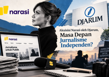 Ilustrasi akuisisi Narasi oleh Djarum. Foto: bacaini/AI