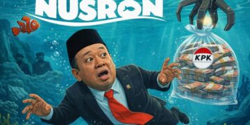 Ilustrasi hilangnya Nusron paska penangkapan empat tersangka suap HGB. Foto: bacaini/AI