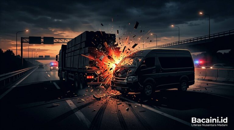 Kecelakaan Toyota Hiace dan truk di Tol Jombang-Mojokerto