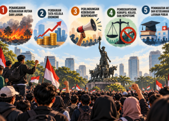 Ilustrasi aksi mahasiswa. Foto: Bacaini/AI