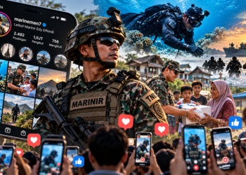 Ilustrasi tentara di media sosial. Foto: bacaini/AI