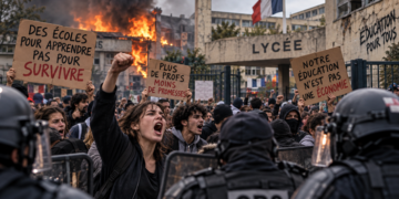 Ilustrasi kerusuhan pelajar di Prancis. Foto: bacaini/AI