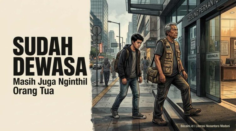 Anak dewasa berbincang dengan orang tua tentang kemandirian