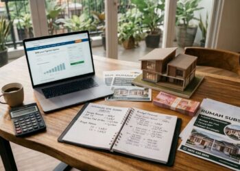 Pasangan muda menghitung anggaran cicilan rumah dengan gaji Rp3 juta hingga Rp5 juta